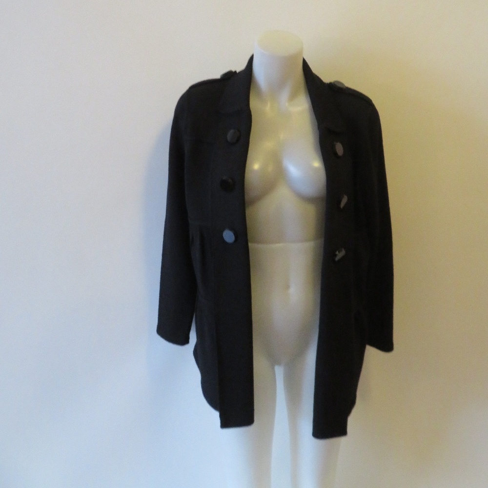 FIANONA BLACK CARDIGAN WITH SHOULDER PADS SZ M*